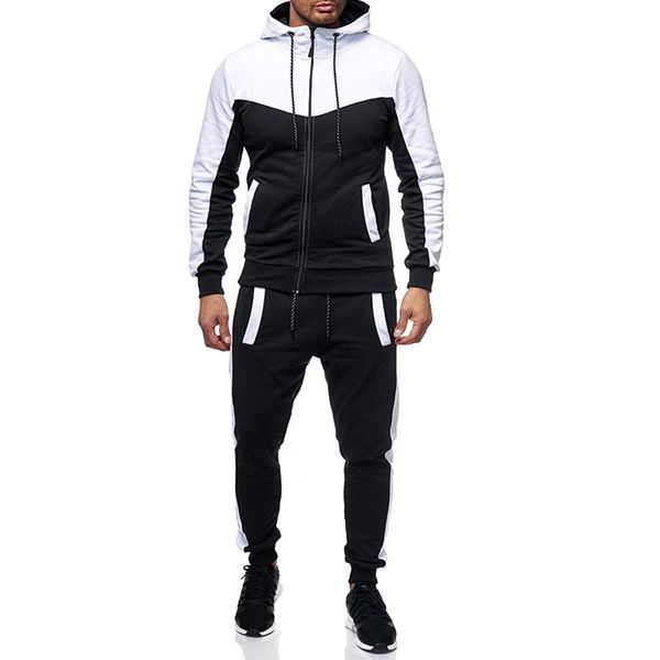 

2020 fashion men set zipper hoodies+pants sets tracksuit men's casual slim fit sportswear male brand sweat shirts clothing, Gray