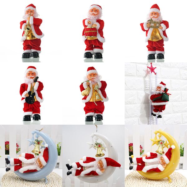 Electronic santa brinquedo 27cm Natal eléctrico música velho homem escalada escada escada natal música presentes de Natal presentes xmas xd24382