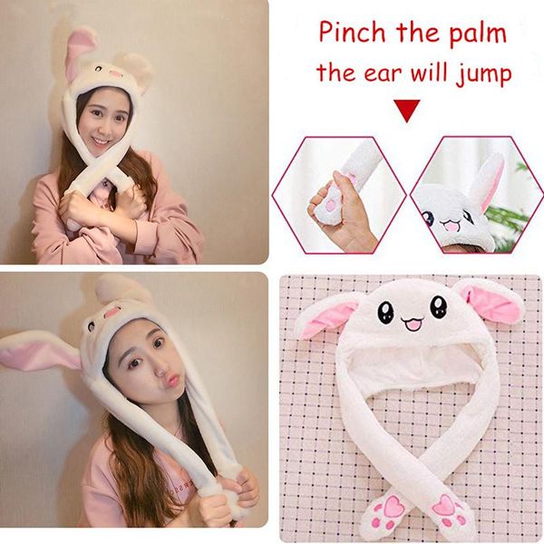 

2021 new women's hat beanie plush can moving ears hat with shine earflaps movable ears for women/child/girls, Blue;gray