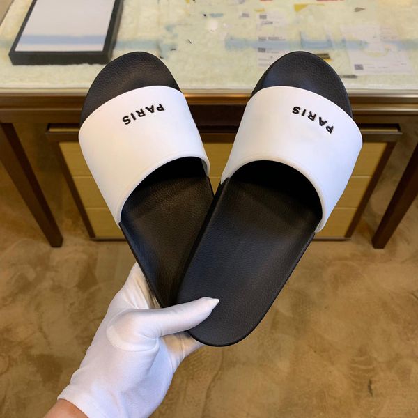 

2021 fashion slide sandals slippers for men women with original box designer beach flip flops slipper quality, Black