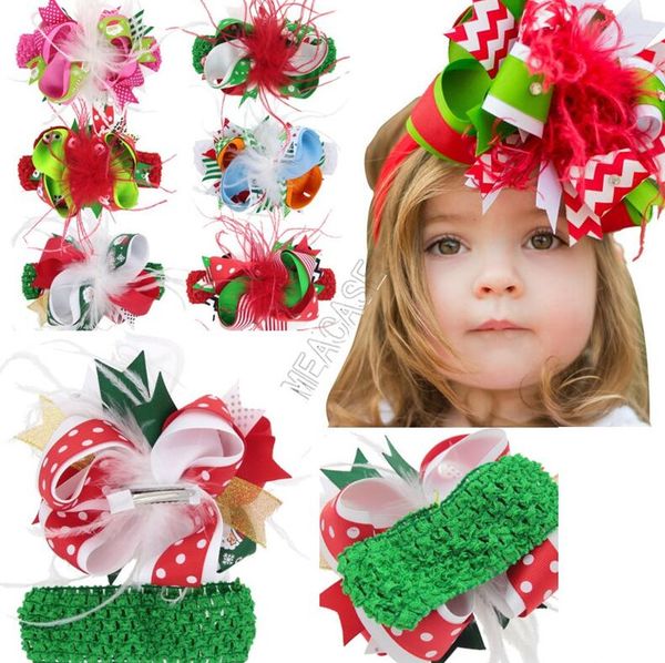 

клип дети рождество смычка волос перо повязка для волос малышей двойного назначения шпилька bowknot barrettes ребёнки партии перо headdress, Slivery;white