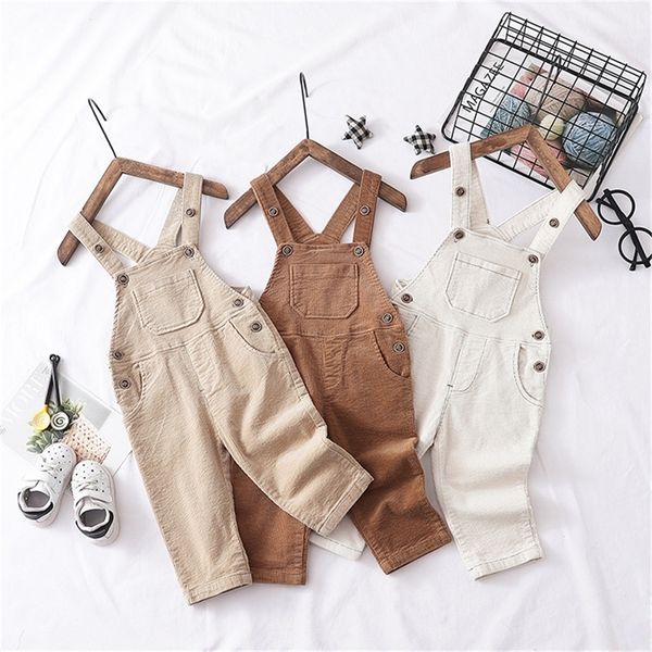 

2019 spring kids overalls children corduroy jumpsuit for boys girls pure cotton 1 2 3 4 5 years old baby pants baby boy clothes y200704, Blue