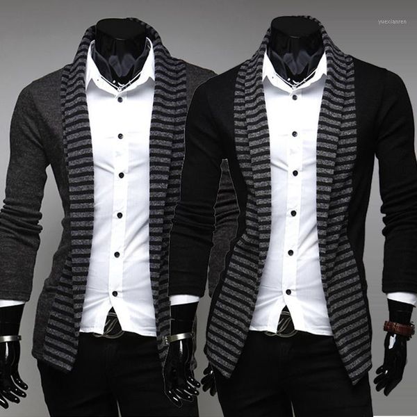 

dark gray new men's fashion spring fashion long sleeve knit cardigan1, White;black
