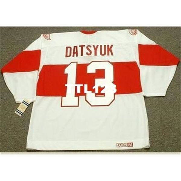 

121 #13 pavel datsyuk detroit red wings 1920's ccm vintage hockey jersey or custom any name or number retro jersey, Black