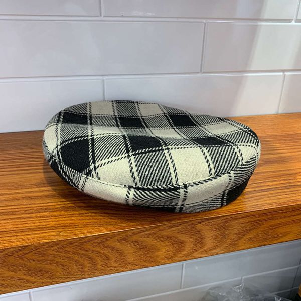 

women's plaid personality beret is versatile, Blue;gray