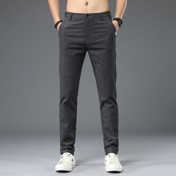 

ultra thin high-end casual light core casual pants pants in summer men's trend loose straight tube trousers versatile corduroy business, Blue