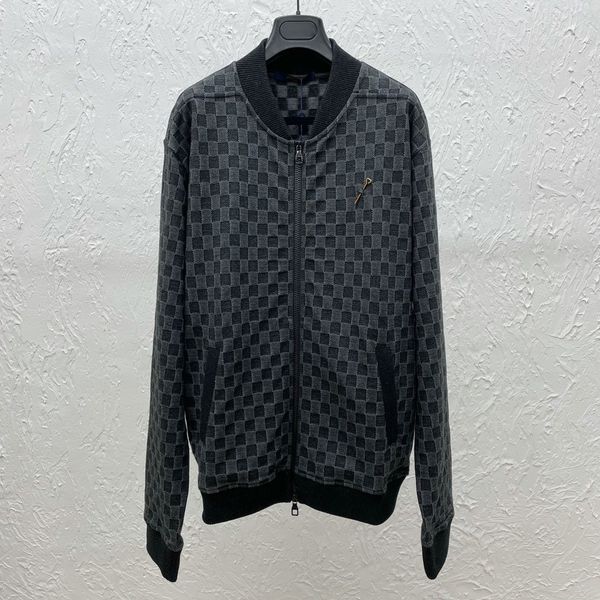 

men's tracksuits 21ss autumn lastest checkerboard jacquard suit mens tracksuit eu size kfpi, Gray