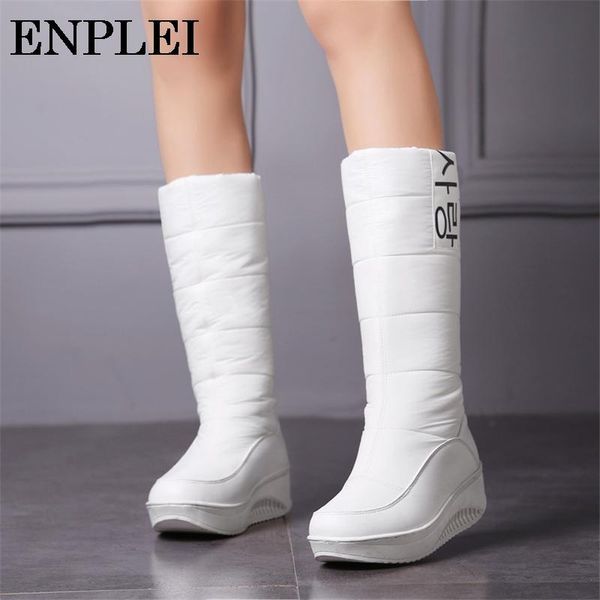 

boots enplei snow women down platform wedges warm mid-calf female plush winter size 35-44, Black