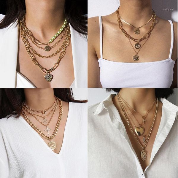

chokers so wide gold color series multilayer alloy women necklaces trendy female wedding party jewelry bijoux gift1, Golden;silver