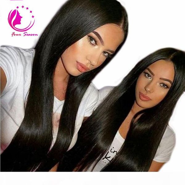 

brazilian silky straight lace front human hair wigs 130 density glueless full lace wig with baby hair natural hair line, Black;brown