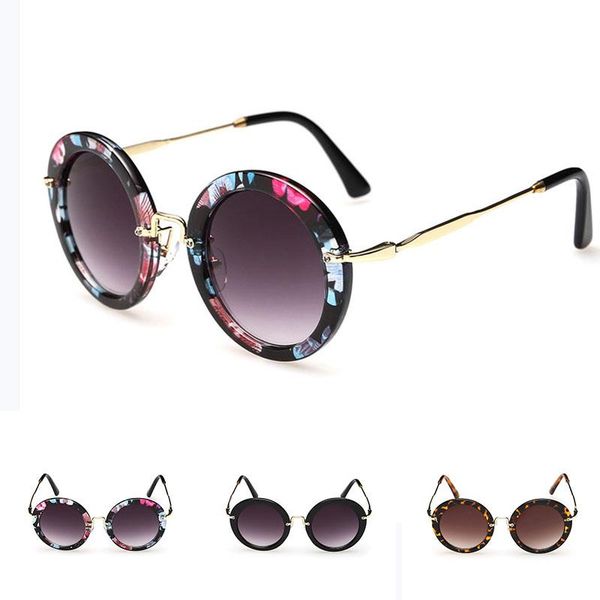 

sunglasses retro round women uv400 vintage metal sun glasses leopard prints, White;black