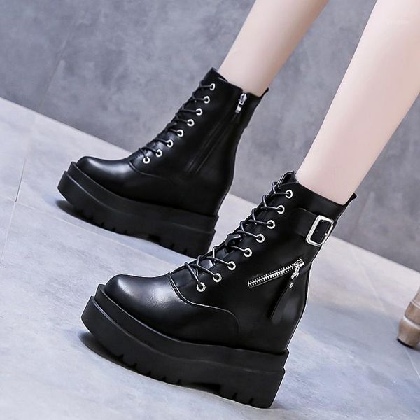 

black boots women autumn shoes fashion zip woman hidden heel boot 2020 autumn leather platform boots for women shoes ladies boot1