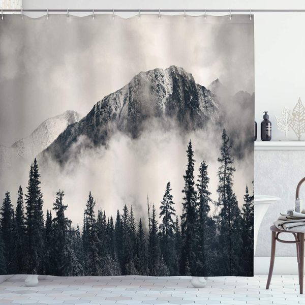 

national parks shower curtain canadian smokey mountain cliff outdoors idyllic scenery p artwork bathroom decor set with hook