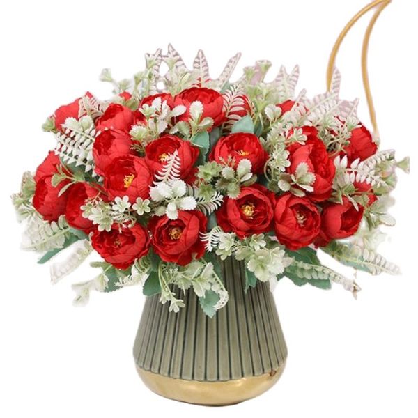 Künstliche Blumen, Mini-Pfingstrose (6 Köpfe/Bündel), 30,5 cm Länge, Simulation Frühling, runde Pfingstrose, Kunststoff-Zubehör für Zuhause, dekorative Kunstblume