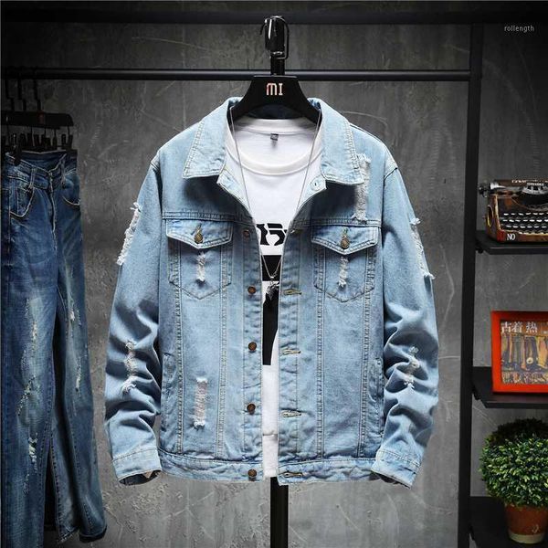 

men's loose denim jacket denim embroidery jacket loose casual men1, Black;brown