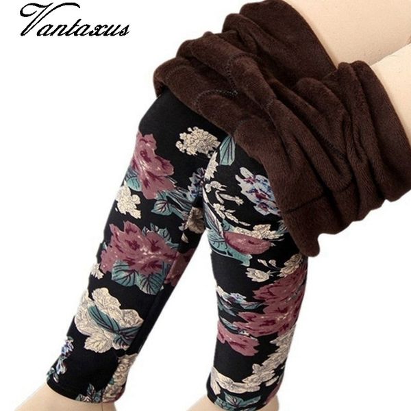 

women large size thick warm fleece winter leggings mujer leopard plaid floral spliced patten legging lady stretch skinny pants y200328, Black;white