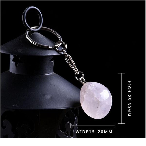 

1pc natural rose quartz keychain crystal rock mineral jewelry simple fashion couple decoration diy trend gift qylepw, Black