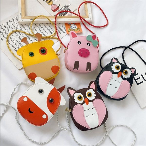 

new children's bag pu boys shoulder bag cute cartoon animal candy coin purse kid party birthday purse mini handbag wholesale