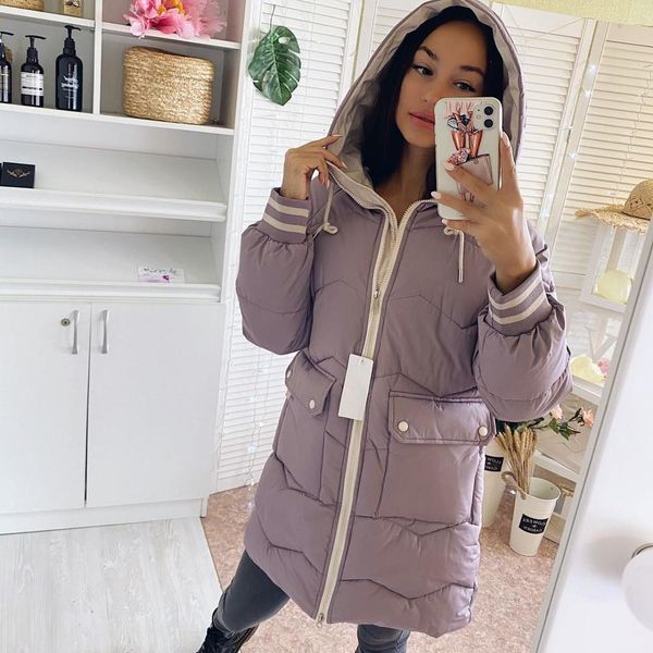 

winter mid-long women jacket 2020 new casual thick warm mid-long hooded parkas jackets female pocket sintepon coats s-3xl, Black