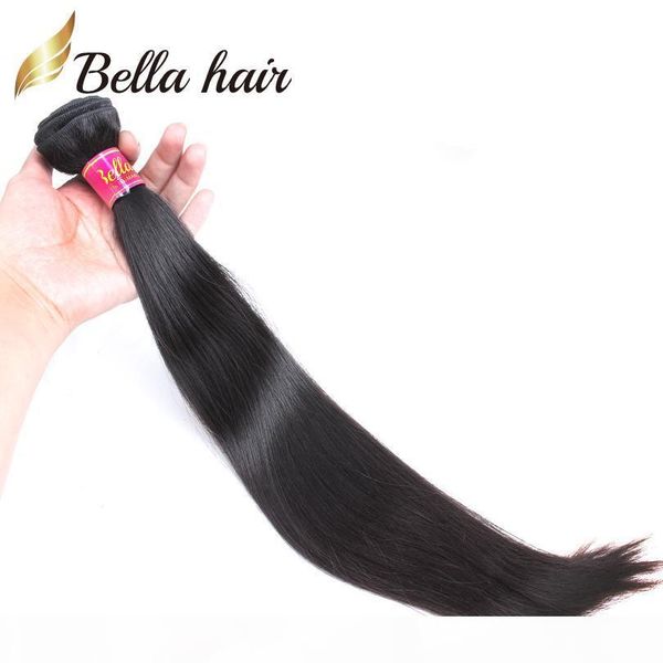 

european mongolian cambodian indian peruvian brazilian human hair wefts straight virgin hair bundles extensions natural color 1pc bella hair, Black