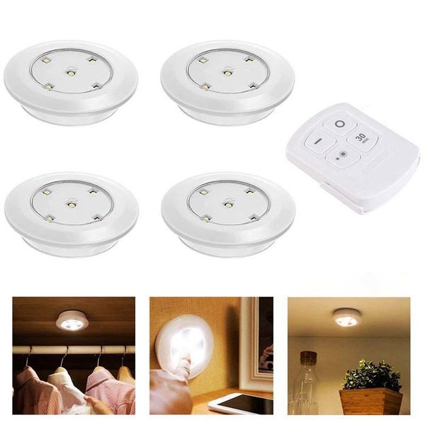 

wireless dimmable touch sensor under cabinet led puck lights wall lamp wardrobe cupboard closet kitchen night light