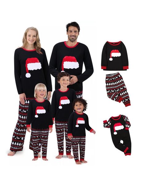 

2020 family christmas pajamas set family matching clothes xmas family look clothes kids pajamas set baby romper sleepwear lj201111, Blue