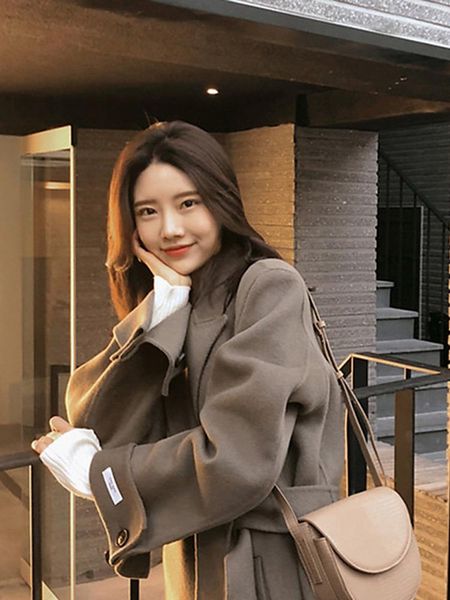 

new winter coat women oversize fashion cashmere wool outerwear female long thickening warm woolen overcoat womens trench coats, Black