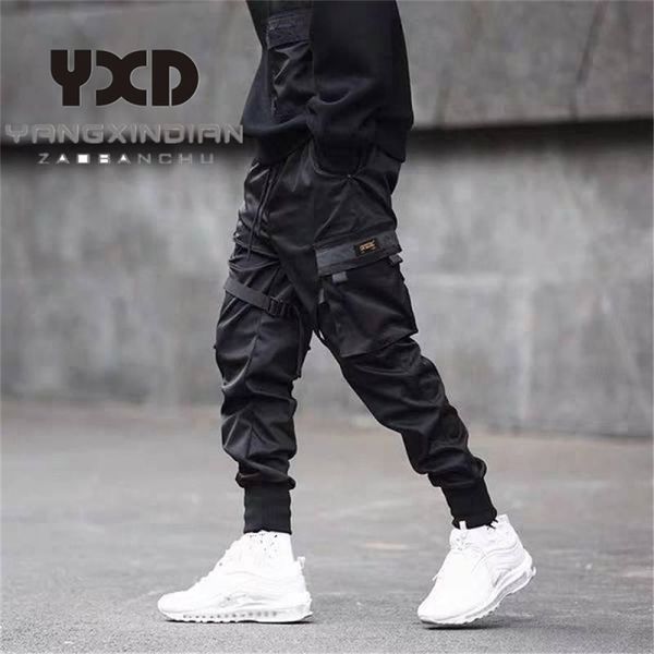 

punk style men cargo pants casual streetwear harem pant trendy hip hop mens jogger stylish youth male trousers 3xl size 201027, Black