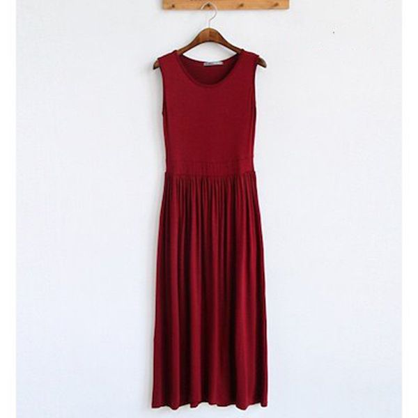

collect long-dress office dress lady plied sleeveless modal waistline foldable waistband plissate female thin skirt summer ankle-length towv, Black;gray