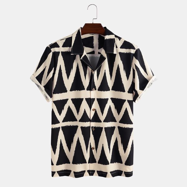 

2021 new short sleeve diamond square printed casual men's shirtslim fit fashion floral print dress males clothes, White;black