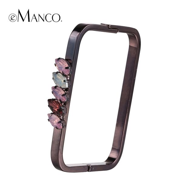 

emanco square bangle geometric crystal copper bangles bracelets women gold cuff thin bangles pulseras mujeres bl06942 y200323, Golden;silver