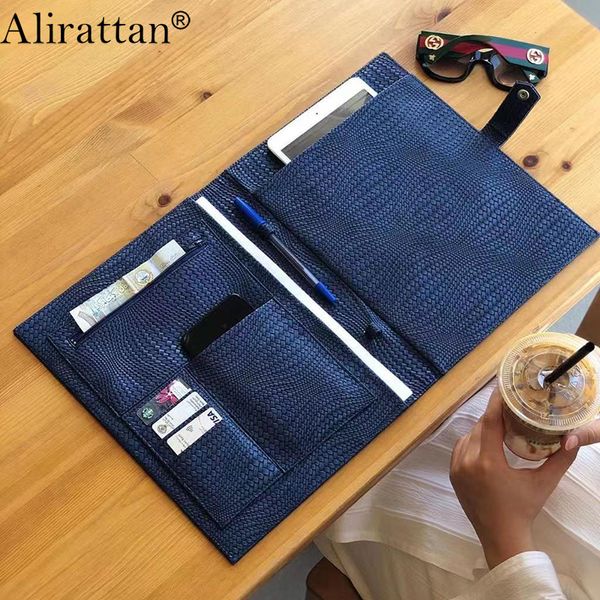 

alirattan file folders fashion business ostrich python pattern briefcase book case folding bag