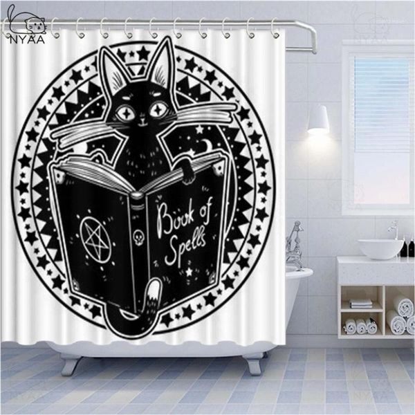 

shower curtains halloween black cat gothic goth wicca wiccan moon bathroom curtain1
