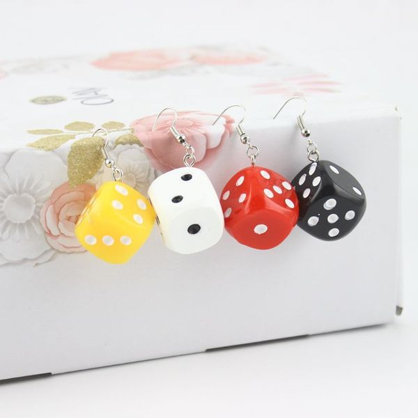 

hoop & huggie lateefah fashion fun dice earring tassel casino women accessories candy color personality jewelry gift heometric earrings, Golden;silver