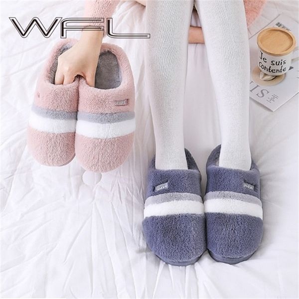 

wfl women for men warm winter house at home soft non-slip cotton shoes cute indoor slippers y201026, Black