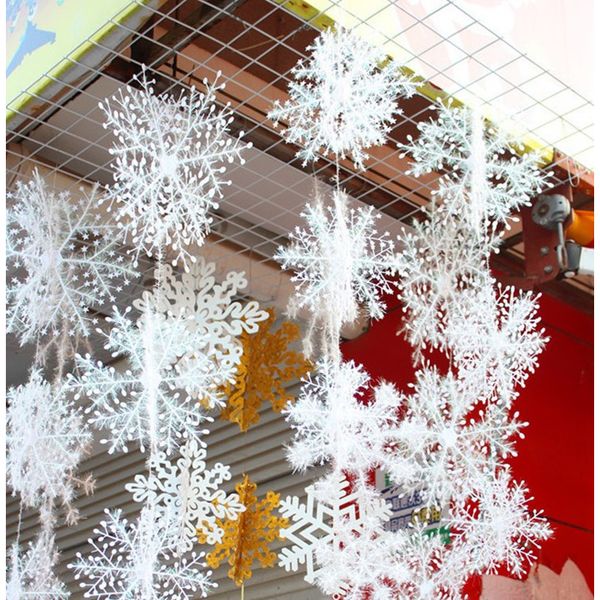 

60pcs christmas party white snowflake decor for home hanging pendants new year 2021 gifts xmas tree ornaments window decoration