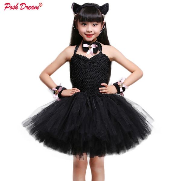 

1set kitty girls tutu dress outfit cat animal kids halloween costumes toddler baby girl fancy performance birthday party dress, Red;yellow