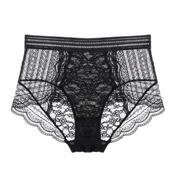 

mousse new mid-rise cotton ladies briefs transparent luxury lace panties plus size s  l y200425, Black;pink