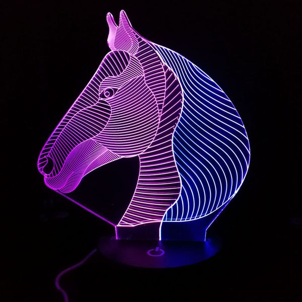 

2021 new horse 3d night light creative 3 d lamp visual lighting for room decoration novelty christmas gift babies kizr