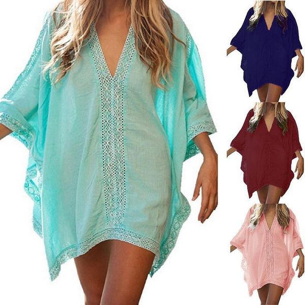

women beach cover up summer swimsuit bikini chiffon cover up short beach dress bathing suit tunic swimwear swimming, Black;gray