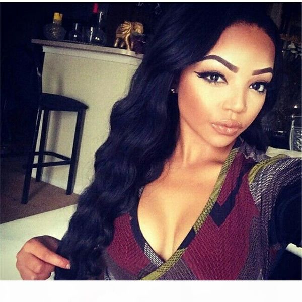 

100% необработанная бразильские сыпучие волна человеческих волос полные парики шнурка человеческих волос с высокой плотностью отбеленные узл, Black;brown