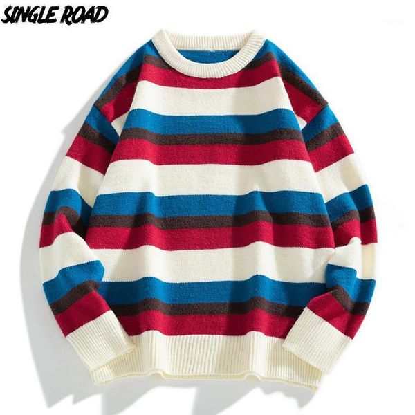 

singleroad mens knitted sweater men 2020 winter oversized stripe christmas sweater jumper hip hop pullover khaki men1, White;black