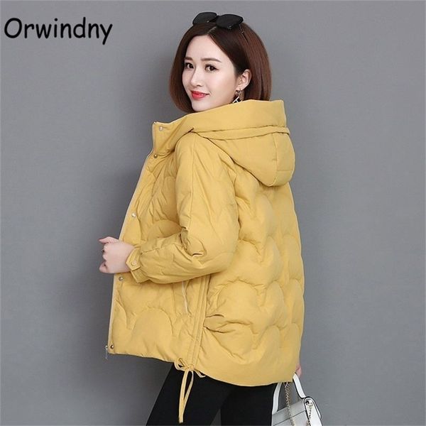 

orwindny women winter short warm parkas female autumn new thickening coat cotton padded jacket hooded plus size 3xl y201001, Black