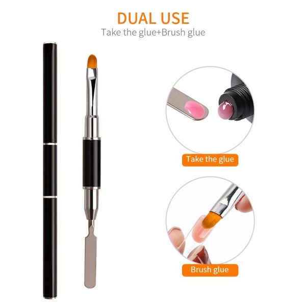 

nail brushes dual ended art acrylic uv gel extension builder flower painting pen brush remover spatula stick manicure tool, Yellow