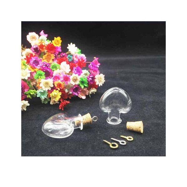 

300sets/lot heart small cork bottle glass bottle wishing bottle sale, wish perfume essential oil container necklace diy bbyyba, Black