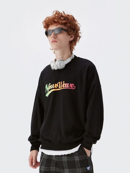 

men letter graphic drop shoulder pullover z6c4#, Black