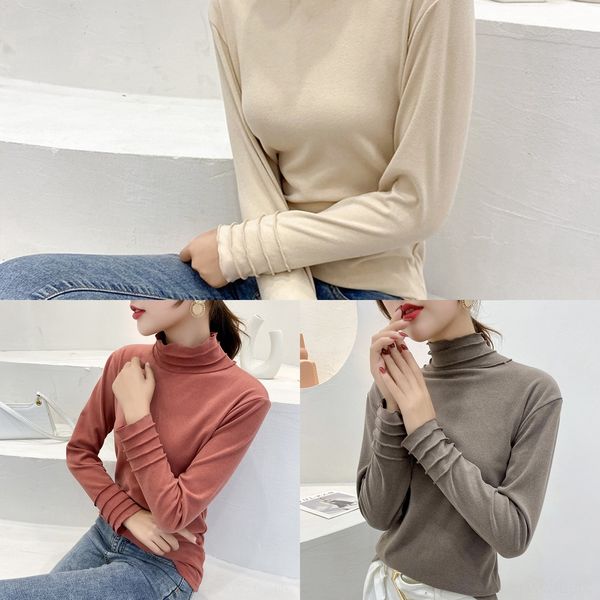 

nzk9d half coat neck stretch solid color twith long sleeve denim thickened warm high for women's slim coat shi fit shirt and wave botto, White