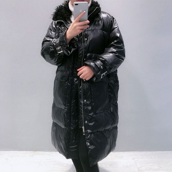 

women's winter robes, white duck feathers, thick and warm parca, black coat, 2020