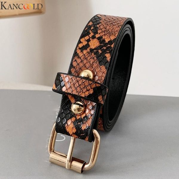 

kancoold leopard female pu leather girdle metal buckle leopard waistband waist belt for women's dress, Black;brown