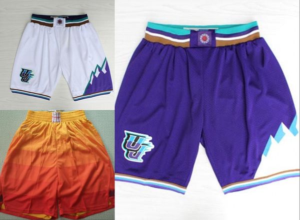 

utah jazz men swingman shorts breathable pants classic basketball shorts, Black